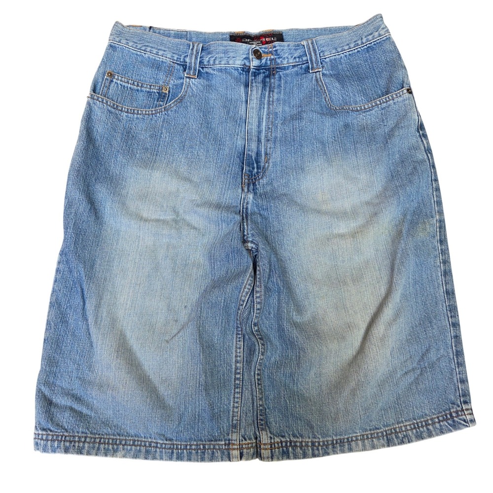 Decibel Mens Light Wash Baggy Denim Shorts Size 34 Blue Skater Y2K Jorts Grunge